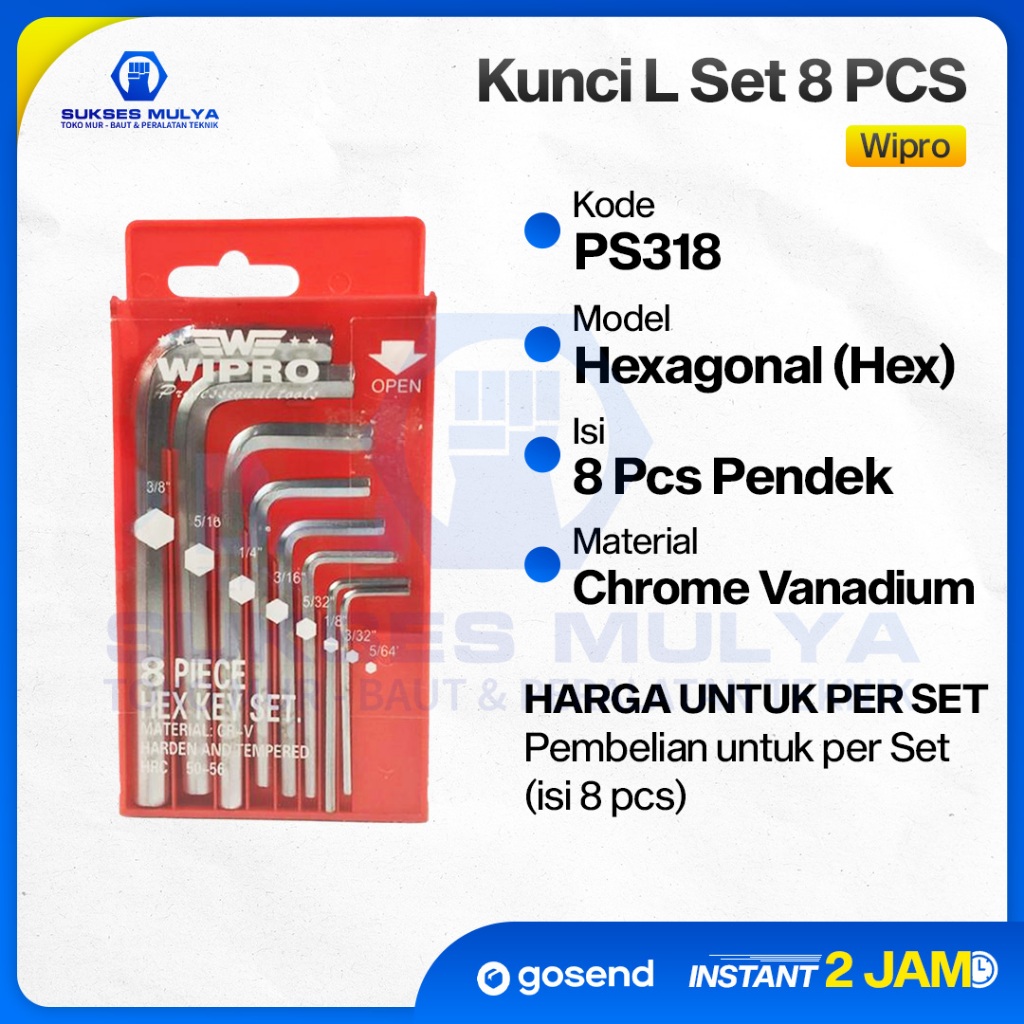 Jual KUNCI L SET WIPRO INCHI PS318 | Shopee Indonesia