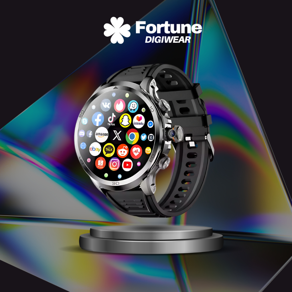 FORTUNE DIGIWEAR H19 PRO Smartwatch Android Jam Tangan SIM Card 4G/5G  Camera putar 180° AMOLED Wifi GPS NFC Bluetooth