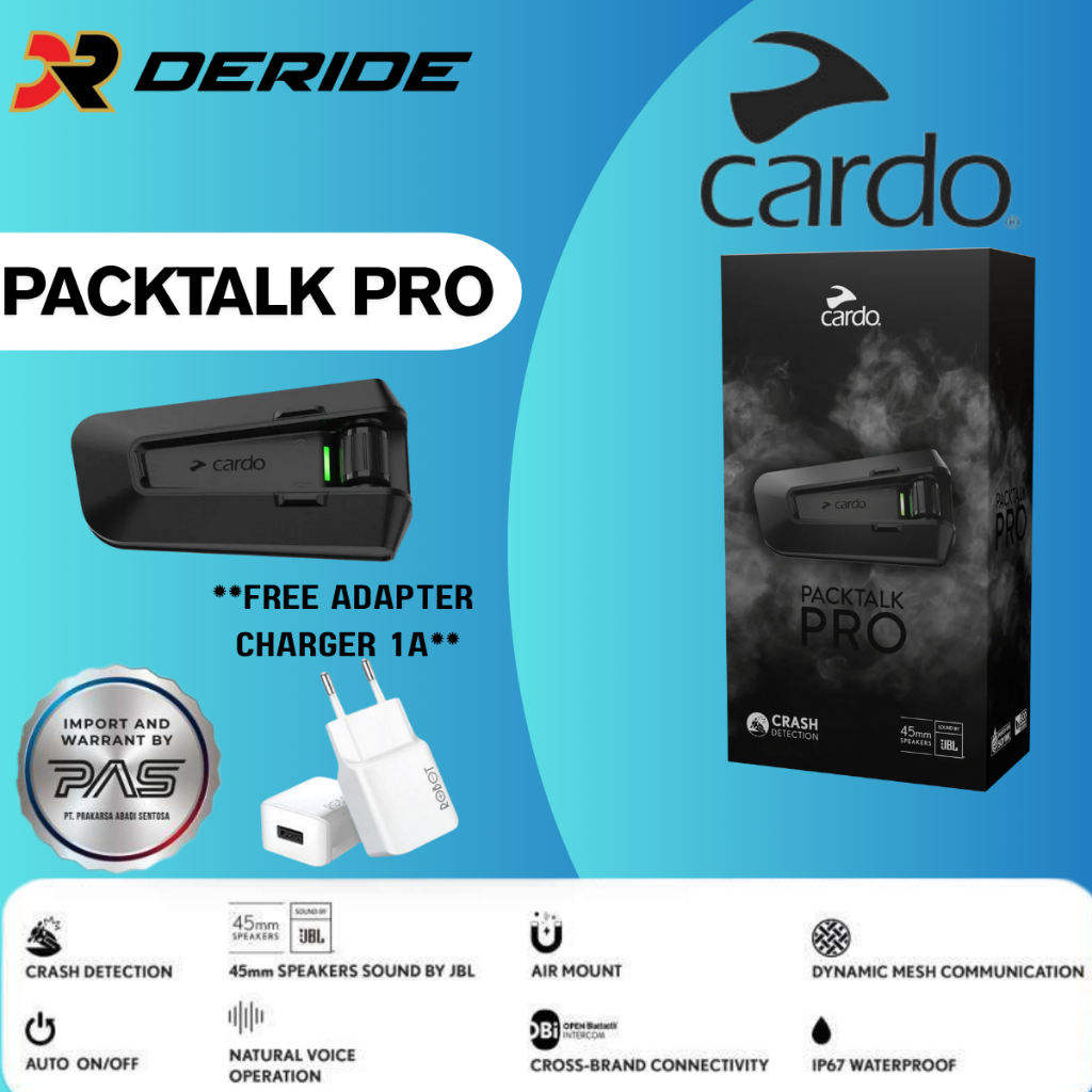 Jual DERIDE Interkom Motor Cardo Packtalk Pro Intercom Helmet Garansi ...