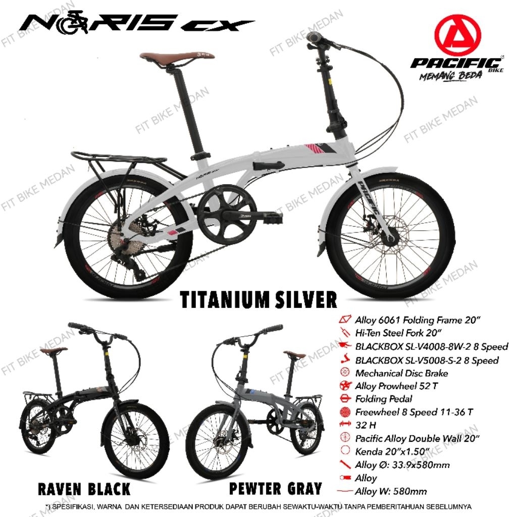 Jual SEPEDA LIPAT PACIFIC 20 INCH NORIX CX FRAME ALLOY 8 SPEED ADA ...