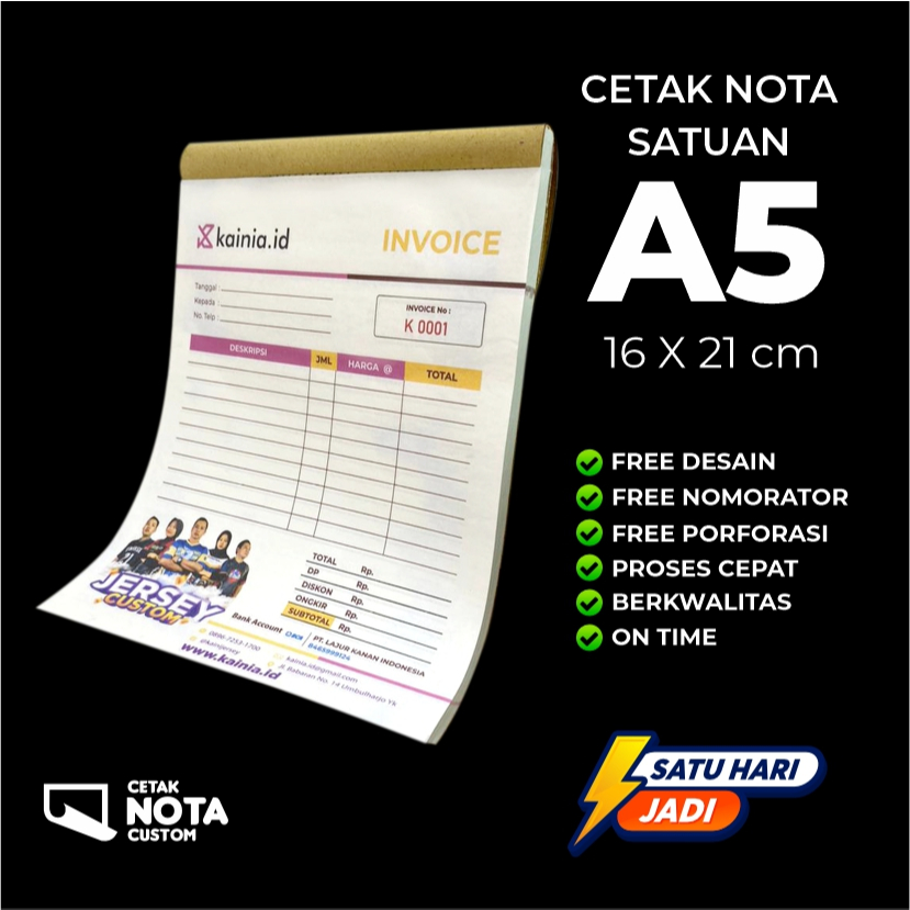 Jual CETAK NOTA CUSTOM ONLINE SHOP UKURAN A5 16X21CM SETENGAH FOLIO ...