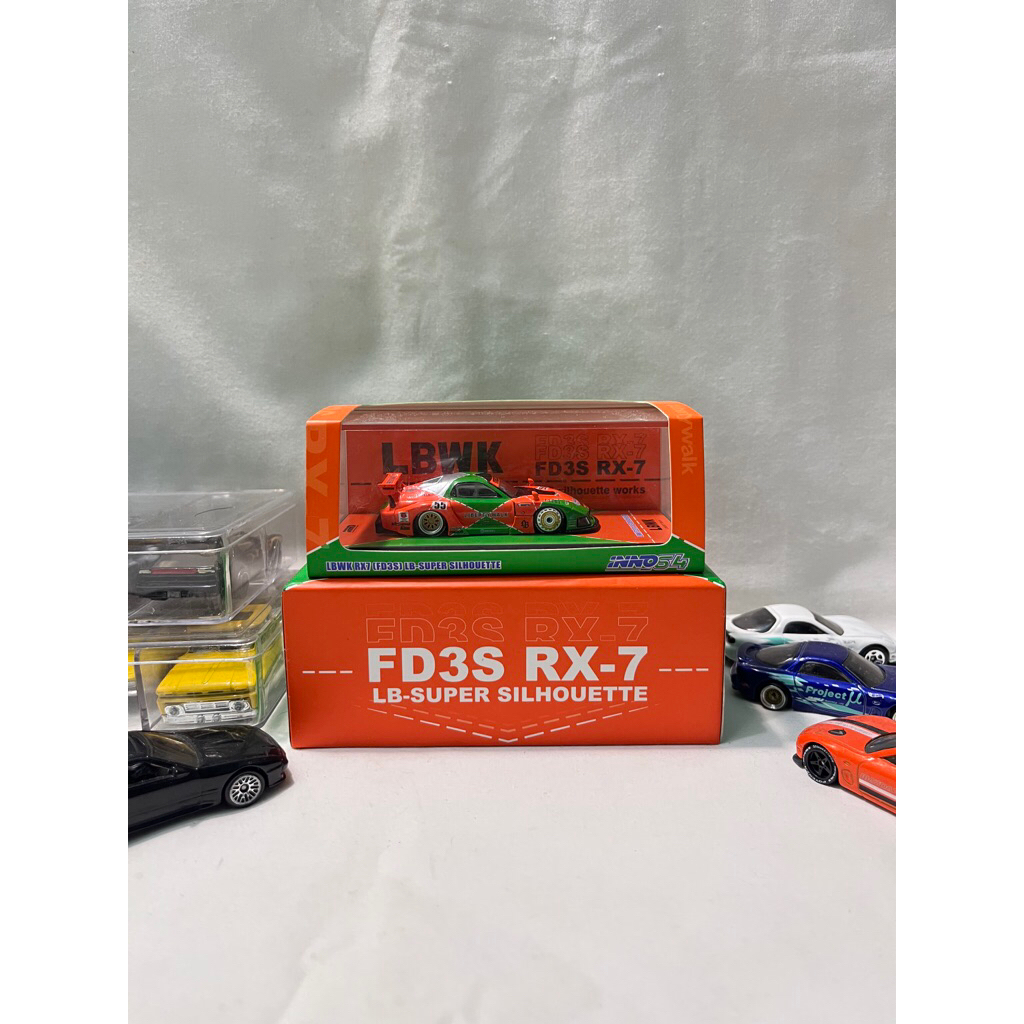 Jual Diecast Inno64 Mazda RX7 FD3S LBWK Super Silhouette Livery Hyuma ...
