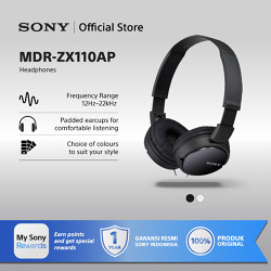 Headphone Sony MDR-ZX110AP Headset Mass Model Overbands With Microphone - Black SONY Earphone Original