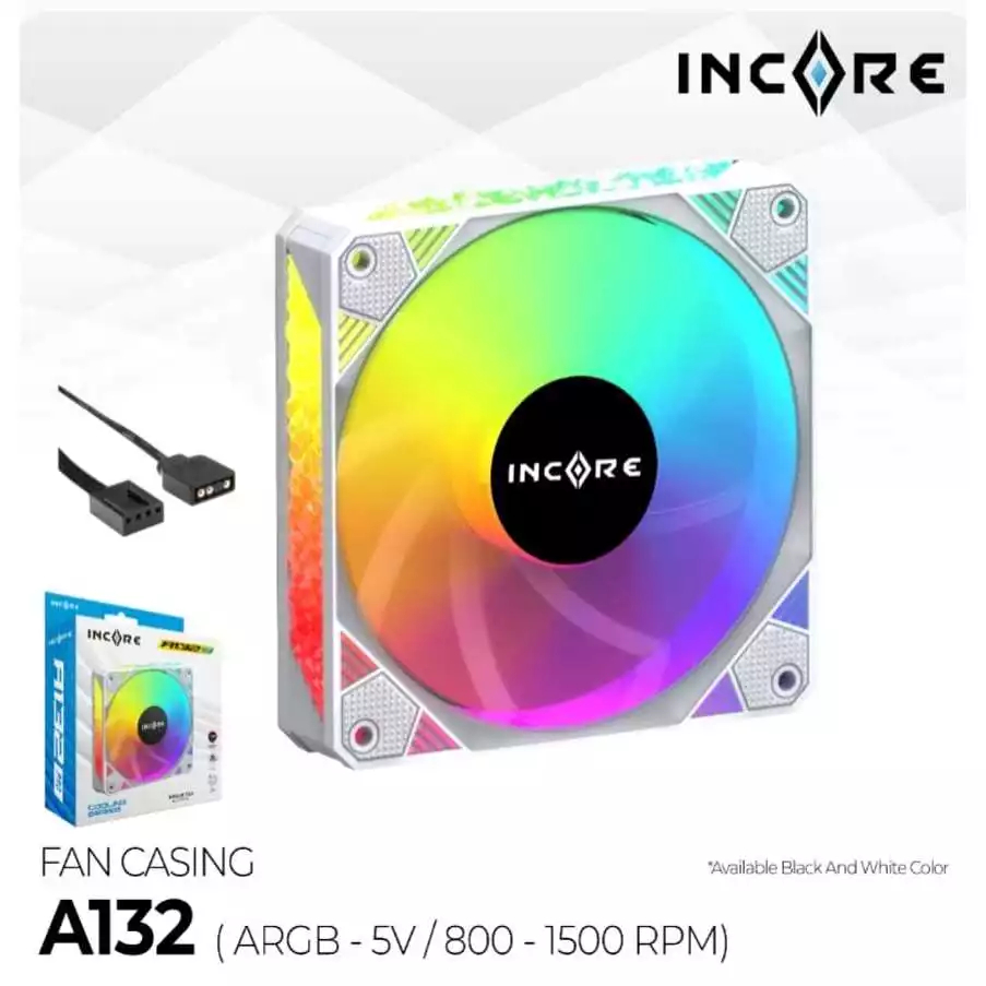 Jual Fan Case / Casing Gaming INCORE Argb A132 Black / White 12 CM ...