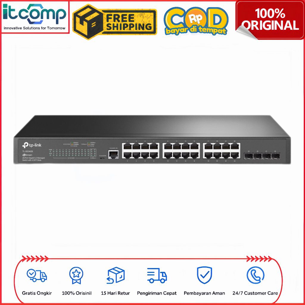 Jual TP-Link SG3428 Omada 24 Port Full Gigabit + 4 Port SFP Gigabit ...