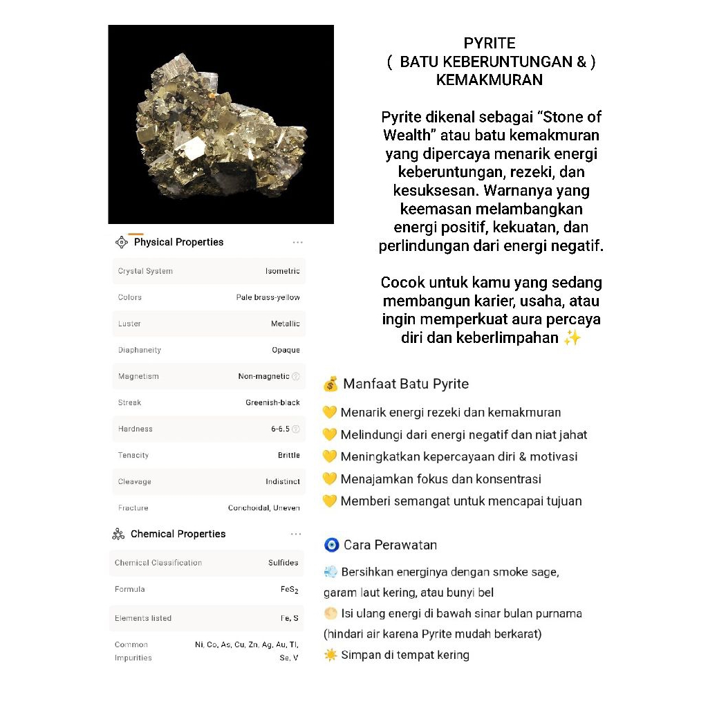 Jual LUMINA earth - Batu Pyrite Kristal Alam – Daya Tarik keberlimpahan ...