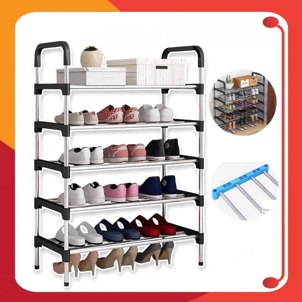 Jual Rak Sepatu 5 Susun GSF Stainless Portabel material Besi Plastik ...
