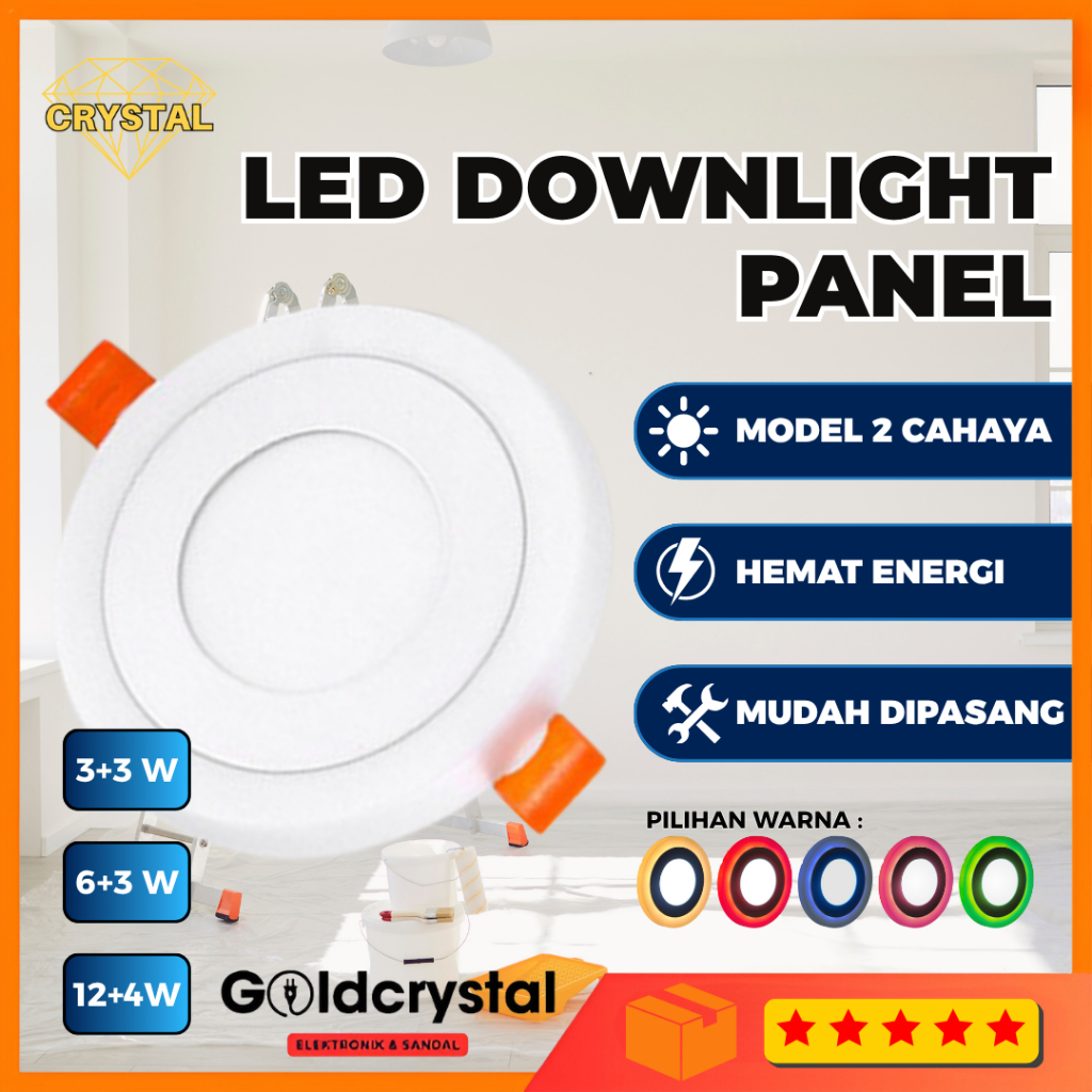 Jual Downlight LED Panel IB 2 Warna 3+3W/6+3W /12+4W Bulat Tengah Putih ...
