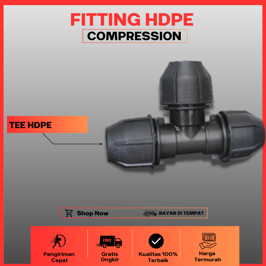 Jual Tee Hdpe 4 Inch Tee Conpression Tee Hdpe 110mm | Shopee Indonesia