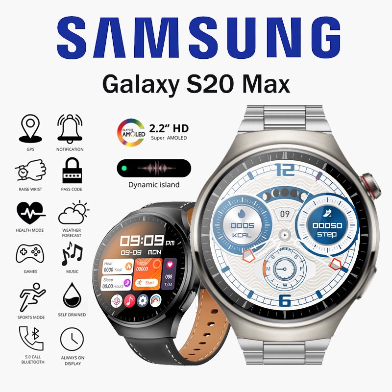 【COD】jam smartwatch pria Samsung Smartwatch Galaxy S20 Max smartwatch  wanita samsung original Multifunctional watch Full Touch Screen Bluetooth  Call