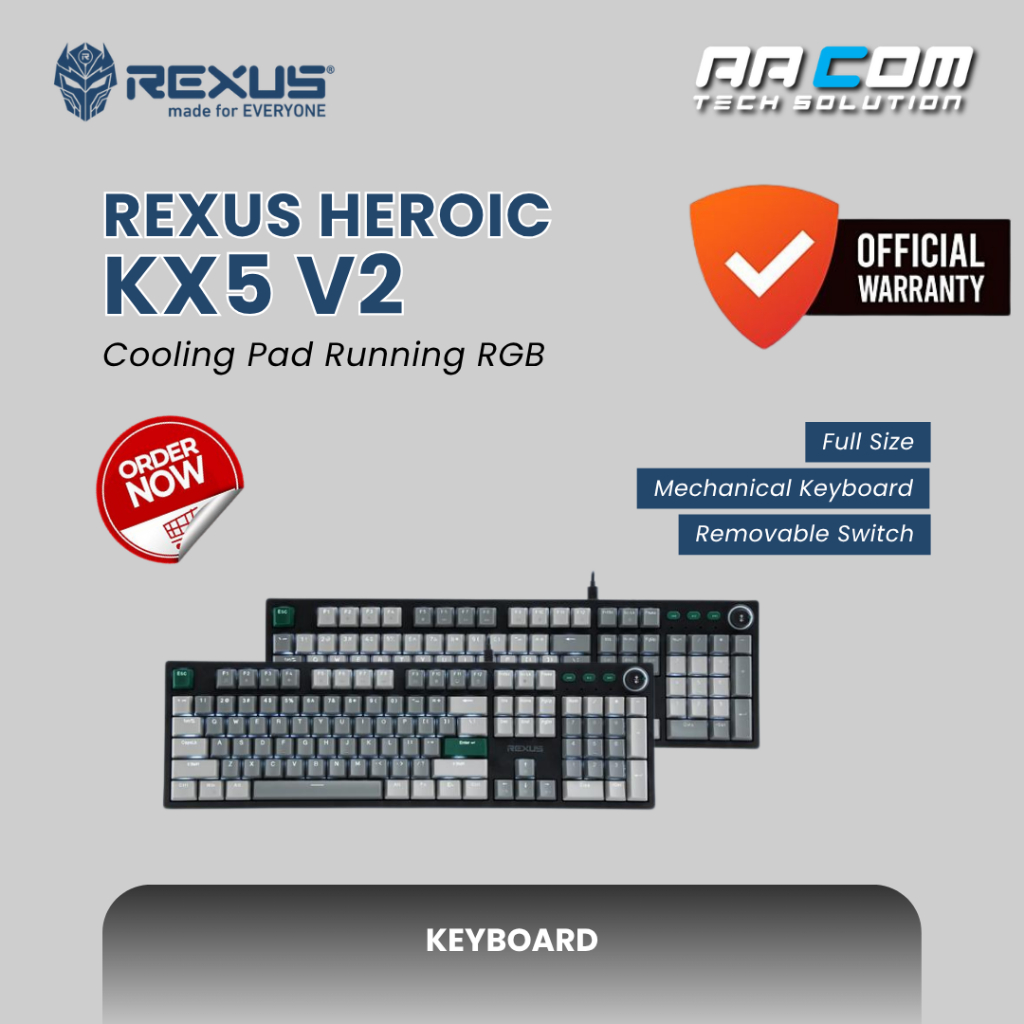 Jual REXUS HEROIC KX5 V2 MECHANICAL GAMING KEYBOARD FULL SIZE | Shopee ...