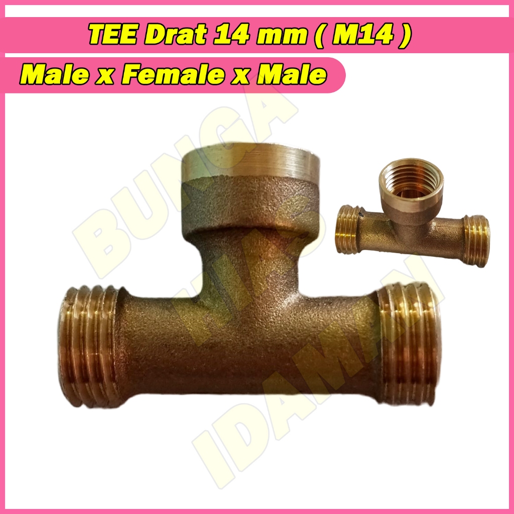 Jual Konektor TEE Drat 14 mm ( M14 ) Male x Female x Male Sambungan ...