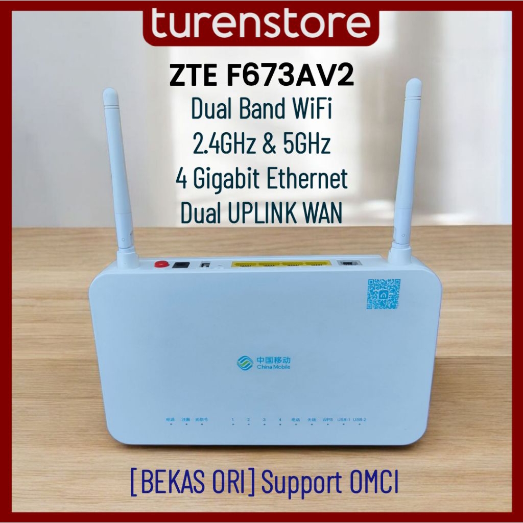 Jual ZTE F673AV2 XPON Dual Band WiFi 2.4GHz 5GHz Dual UPLINK WAN ...