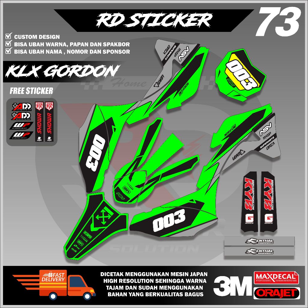 Jual ( RD STICKER ) DECAL HONDA KLX GORDON STICKER FULL BODY MOTIF ...