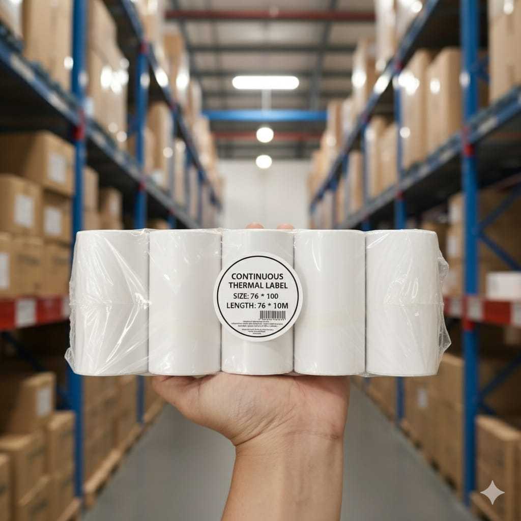 Jual Label Sticker Continuous 80 mm x 10 meter pond samping mudah kupas ...