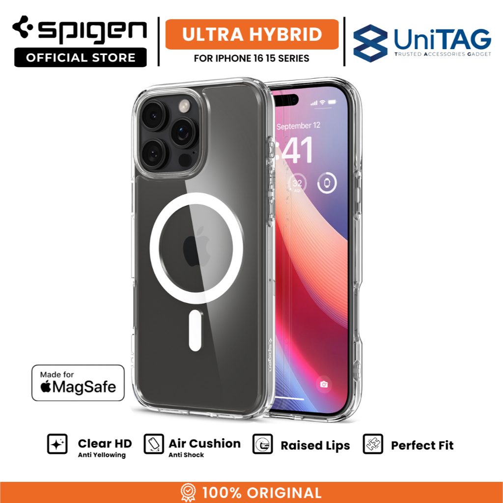 Case iPhone 17 16 Pro Max Plus Air SPIGEN Ultra Hybrid MagFit Magsafe Clear  Matte Slim Anti Crack Shock Casing