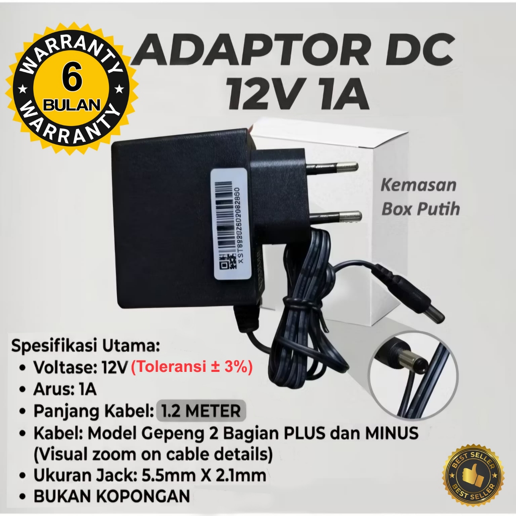 [GARANSI 6 BULAN] Adaptor 12V 1A  Modem Zte/Stb/CCTV Joss