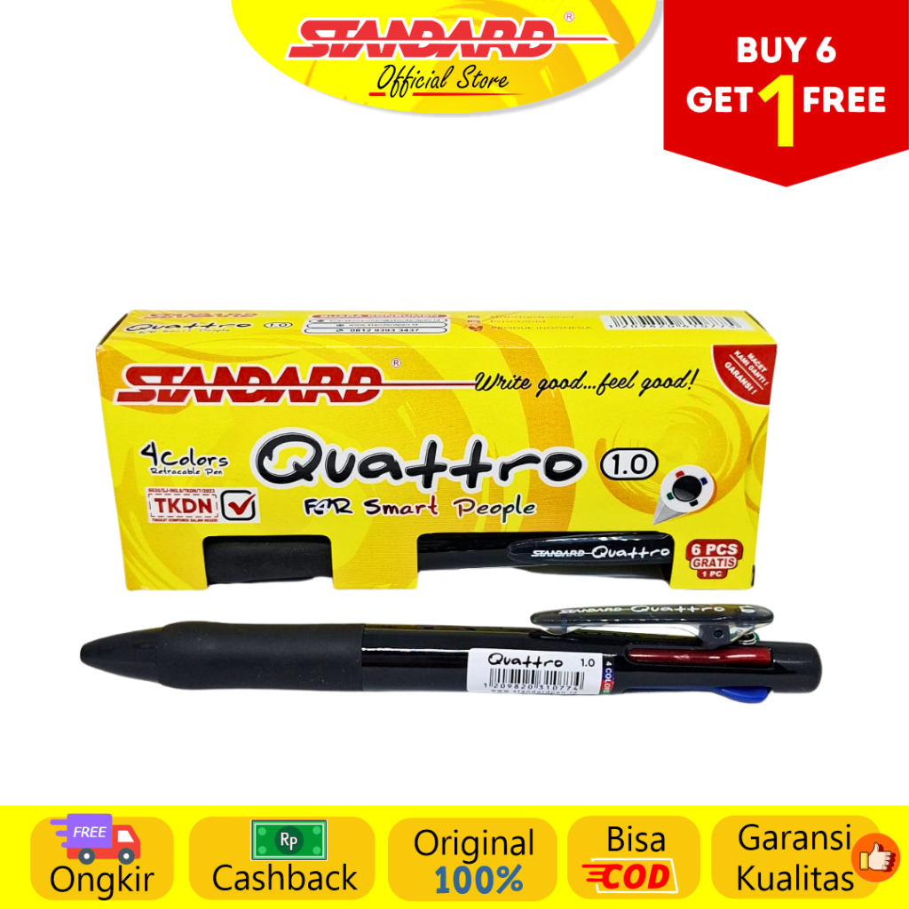 Standard - Pulpen Quattro 1.0 - Oil Gel  4 IN 1  /Set ( Alat Tulis / Pen / Ballpoint / Pena ) (3)