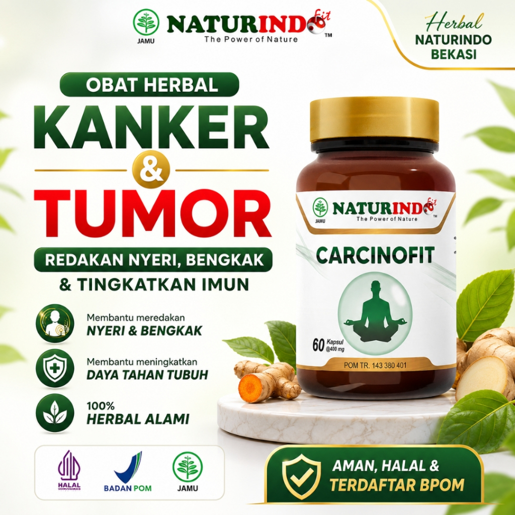 Obat Herbal Kanker & Tumor Redakan Nyeri Bengkak & Tingkatkan Imun Carcinofit Naturindo BPOM Halal
