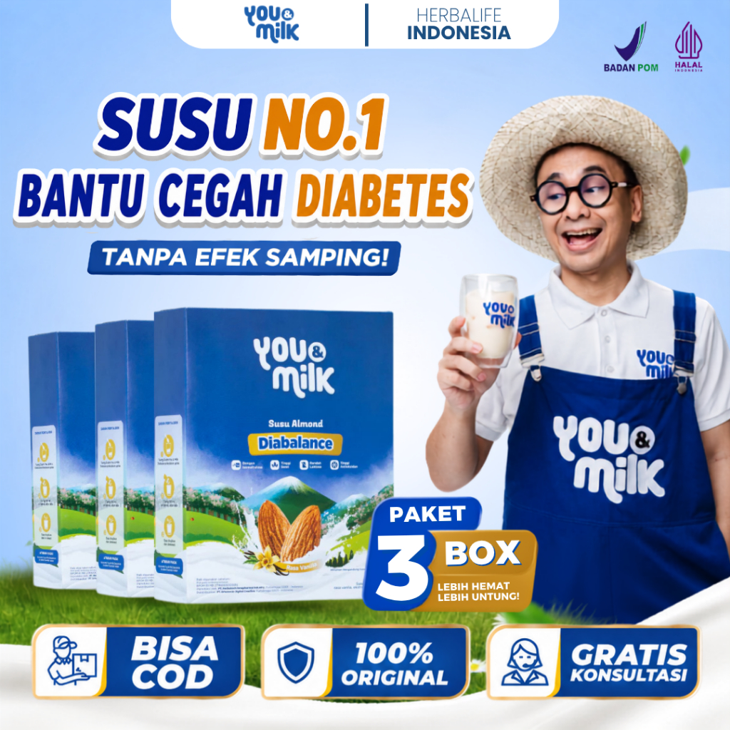 [ DISKON ] YOU&MILK DIABALANCE 2 BOX Susu Almond Multigrain Rendah Gula Bantu Atasi Diabetes Susu Pendamping Nutrisi Harian Tanpa Lonjakan Gula NABATI STEVIA