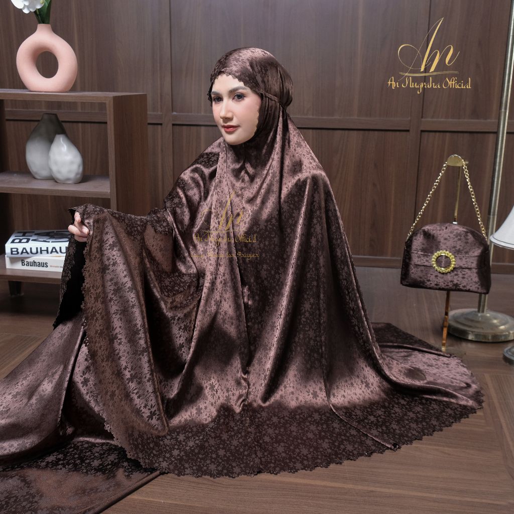 Mukena Dewasa Jacquard Silk 2in1 Motif Mewah Lasercut
