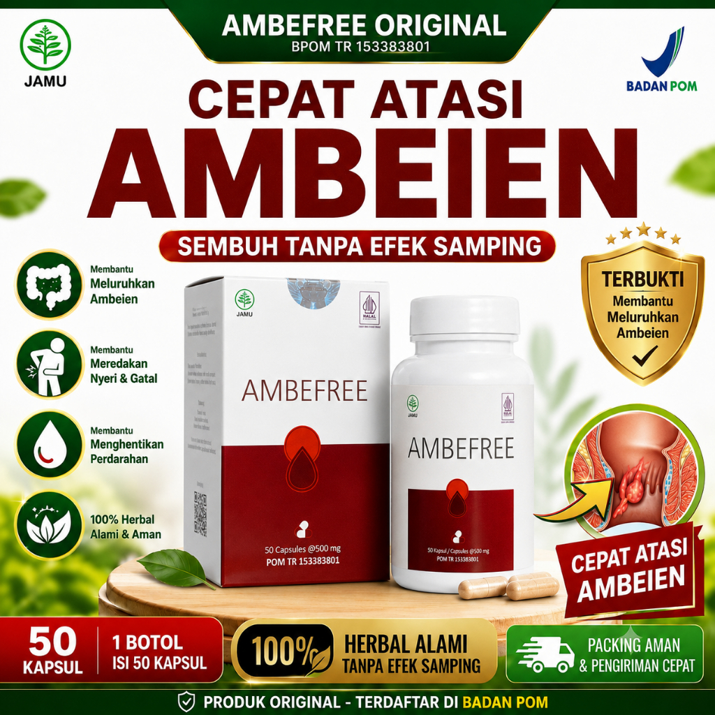 Ambefree Cepat Atasi Ambeien Wasir BAB Berdarah Fistula Ani Ampuh - Asli 100% Obat Herbal Alami BPOM