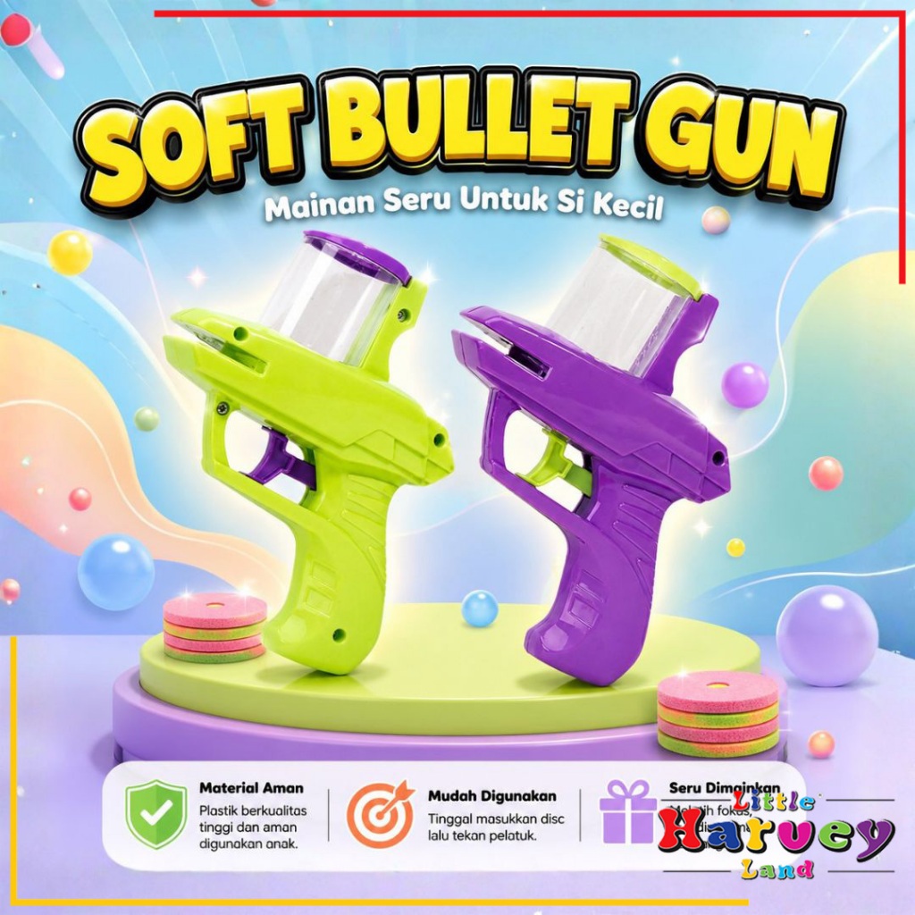 Mainan Anak UFO Gun Pistol Peluru Busa Mainan EVA Foam Piring Terbang anak laki tembak tembakan Mini Mainan Edukasi Motorik Anak Pistol Air Bubble Outdoor Indoor