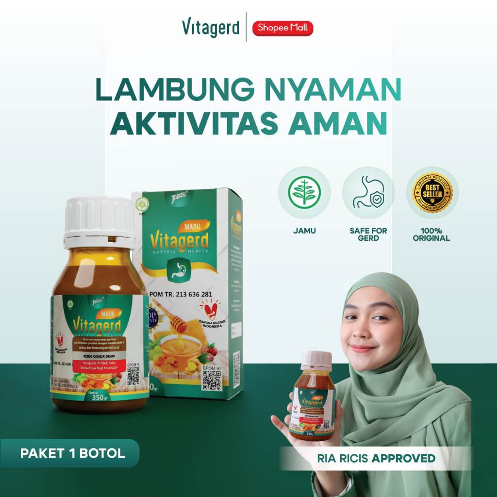 Vitagerd Madu Asli 1 Botol Untuk Mengatasi Asam Lambung Maag dan Gerd