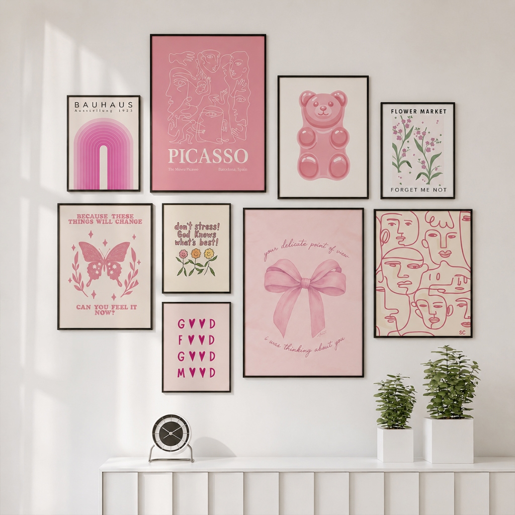 Hiasan Dinding Aesthetic Coquette Pink Pajangan Kamar WallDecor Poster Dekorasi Ruang Tamu Korea UP