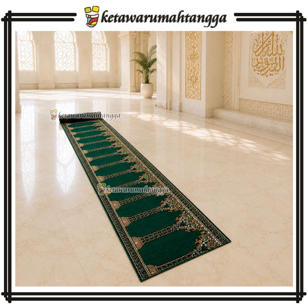 Karpet sajadah untuk 1 sampai 15 orang motif pilar bahan tebal kuat dan awet | ketawarumahtangga