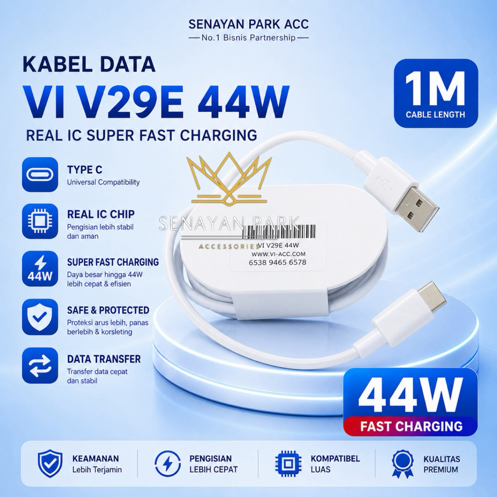 Jual Kabel Data Vivo Real ic Type C Fast Charging 44W Support Flash ...