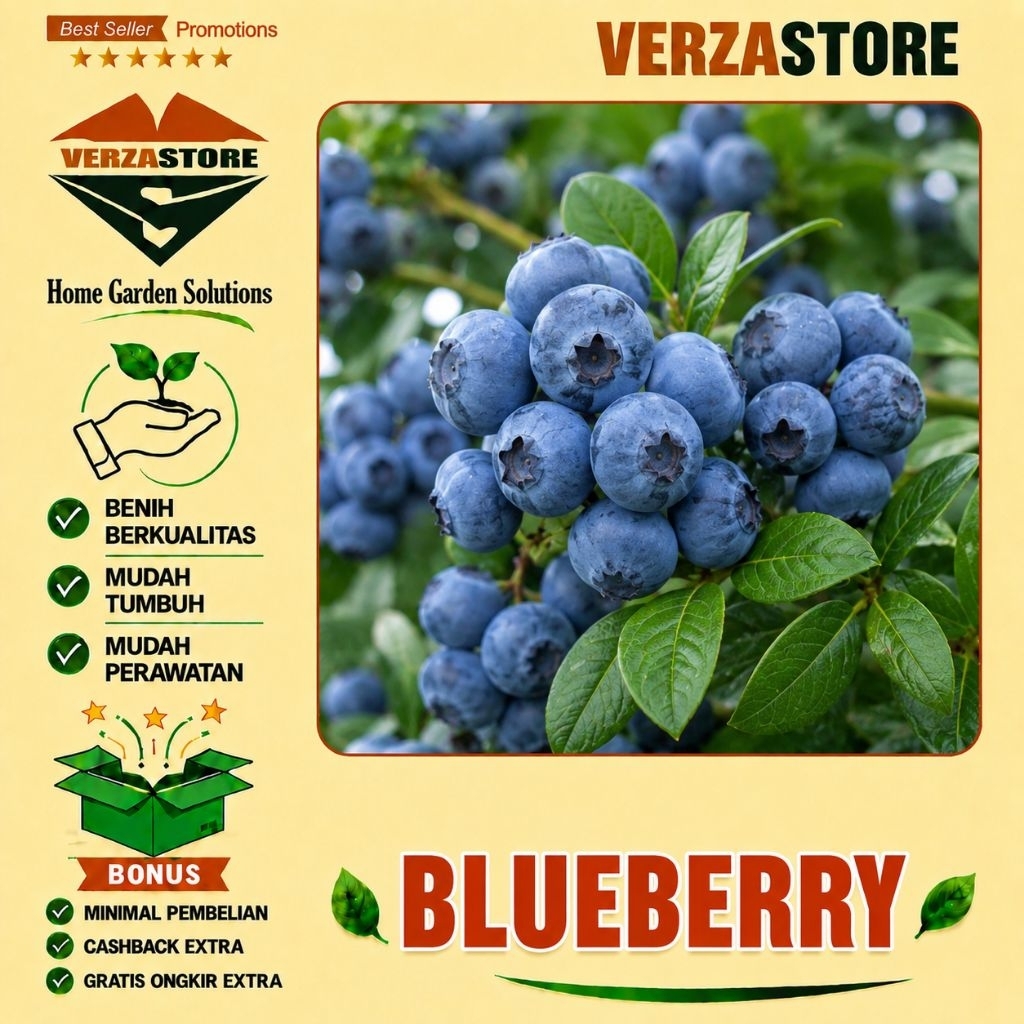 10 Biji - Bibit Blueberry Import Benih Buah Blueberry Berkualitas Super  Unggul