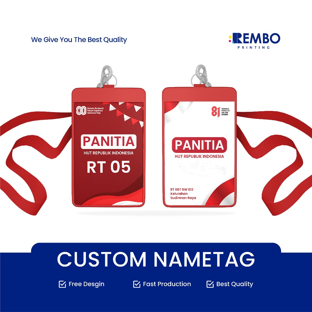 CUSTOM NAMETAG PANITIA LOMBA 17 AGUSTUS HUT RI 17AN HARI KEMERDEKAAN INDONESIA