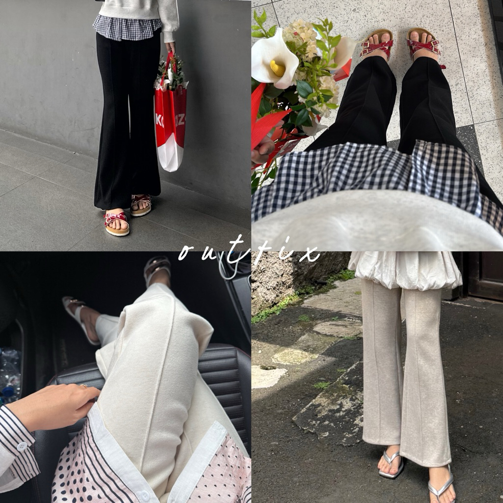 Jual Outfix Liza Cutbray Pants - Celana Bahan Knit Lembut Tebal, Fit ...