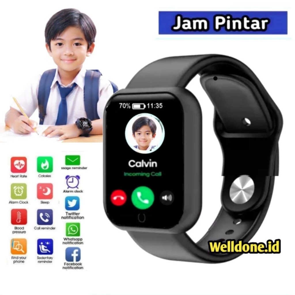 Jam tangan pintar Anak imo hp Android Smartwatch New edition model DIGITAL Dz09 A1 y68 116plus D20 z6 z5 Q12 XZ jam notif whatsap tahan air remote camera led monitor kesehatan sensor detak jantung pelacak foto telephone