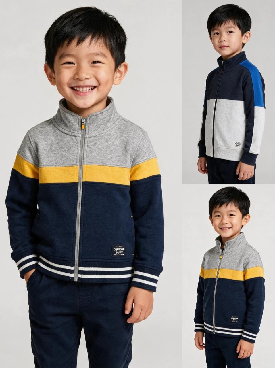 Jaket Anak Junior OSK Colorblock Zip-Up Varsity Jacket - 2817