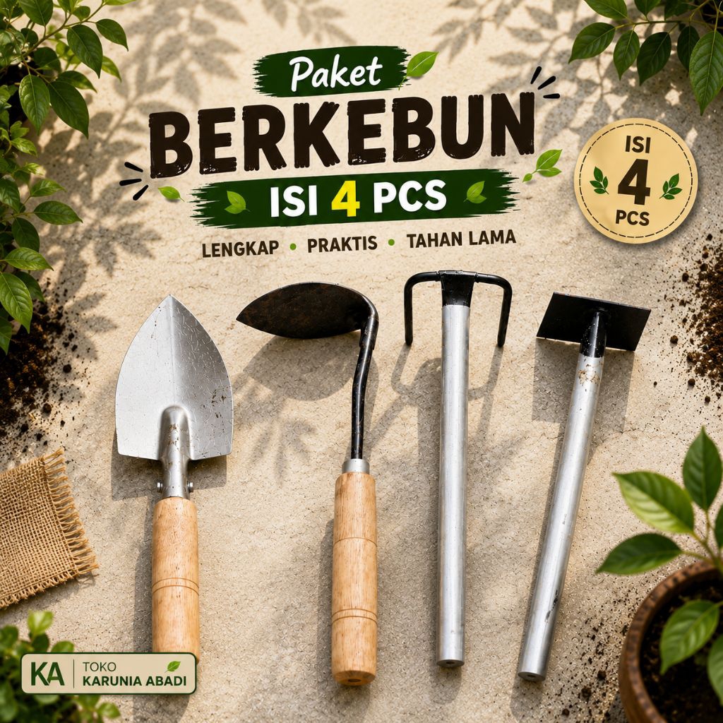 PROMO Paket Berkebun 4 Pcs Alat Mini Murah Cangkul Wangkil miring Garuk Sekop mini garuk gulma - Paket alat perkebunan isi 4 pcs baja asli siap pakai tajam - paket berkebun isi 4 Murah Promo free ongkir