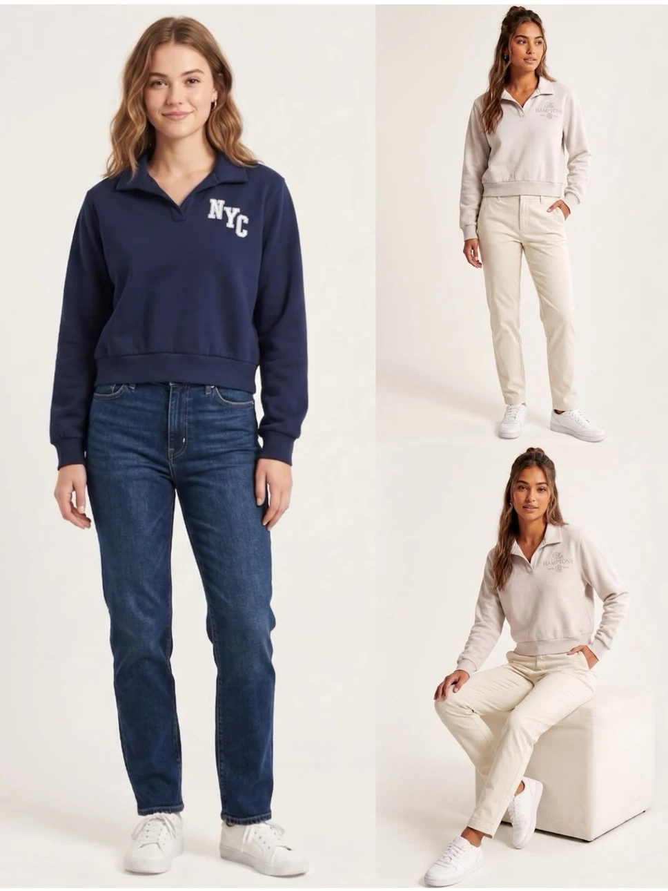 Sweater Wanita Bahan Fleece HLS Women's Collar-Neck Sweatshirt - 2642