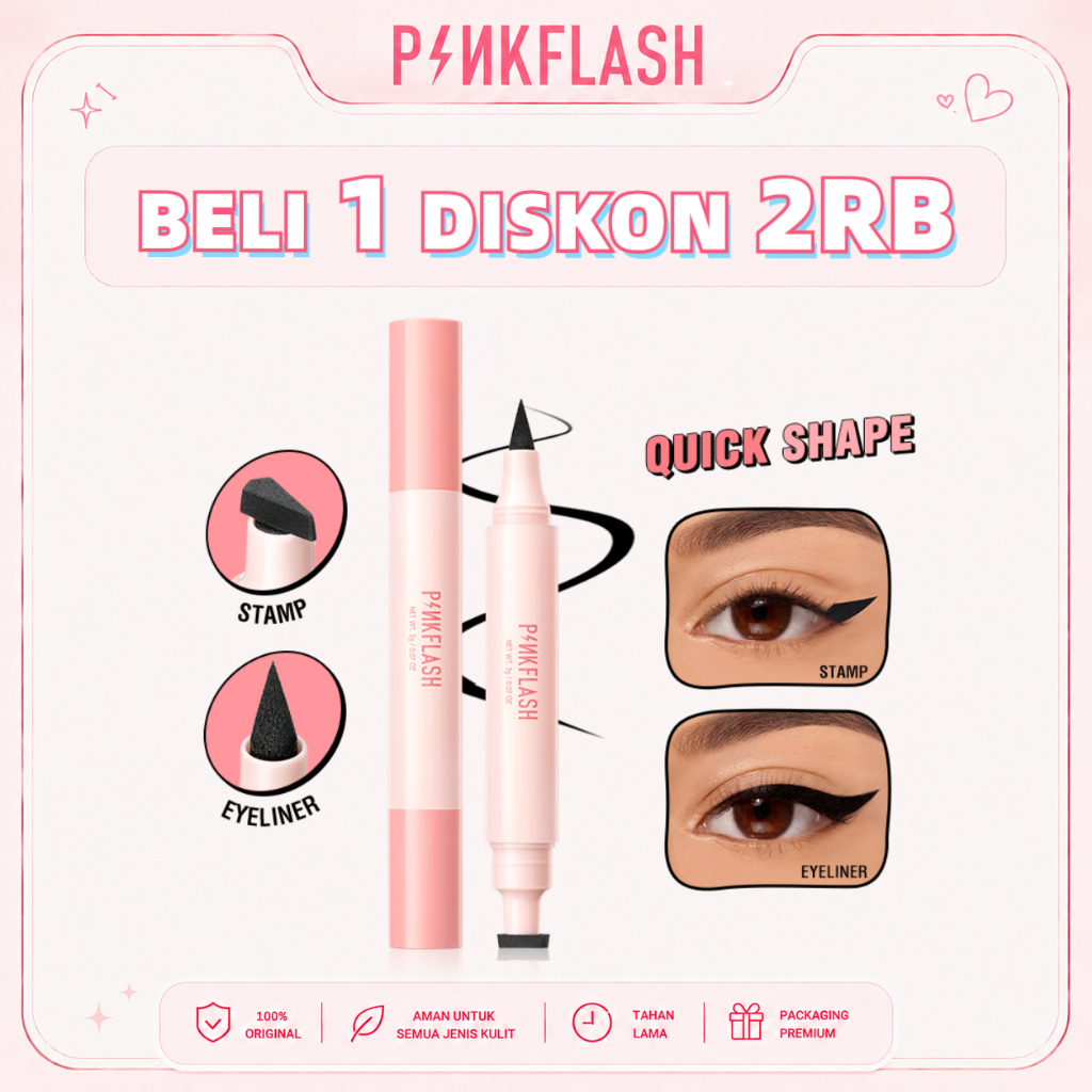 PINKFLASH #QuickShape 2-in-1 Lasting Winged Eyeliner Stamp Waterproof High Pigment Evenly & Smooth Strokes Beginners Cat Eye Eyeliner