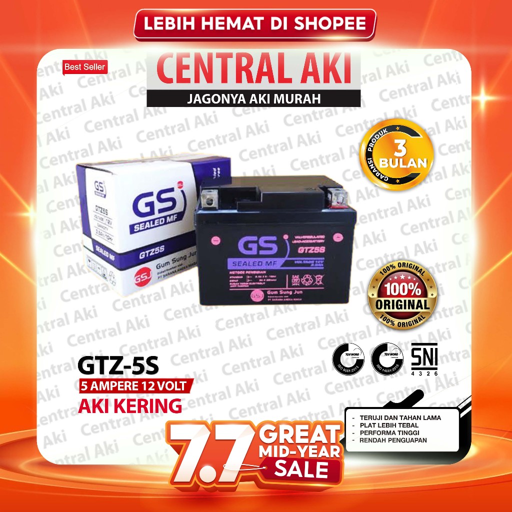 Aki Motor GTZ5S 5AH Aki Kering Yamaha Mio Soul Mio Soul GT Mio M3 Mio J Mio GT Mio Z Fino Xeon X Ride Byson Vixion Jupiter MX Baru R15 Freego Xabre - Free Buble Dus