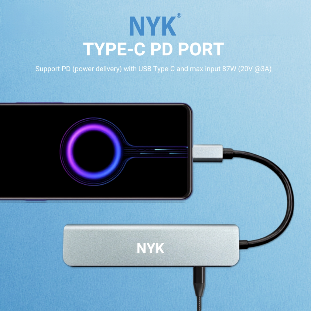 NYK USB Hub type C6 in 1 Converter Type C 3.0 IOS Android Macbook Laptop PC Smartphone Linux COD HUB bergaransi Docking Station Data transfer Mobile p (2)