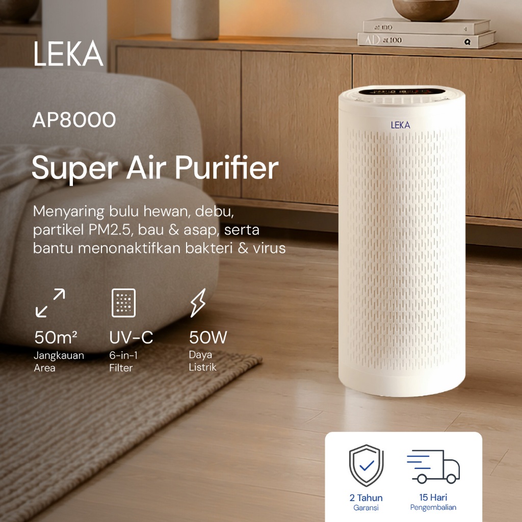 LEKA - AP8000 Super Air Purifier - HEPA13 UV-C Ion Negatif
