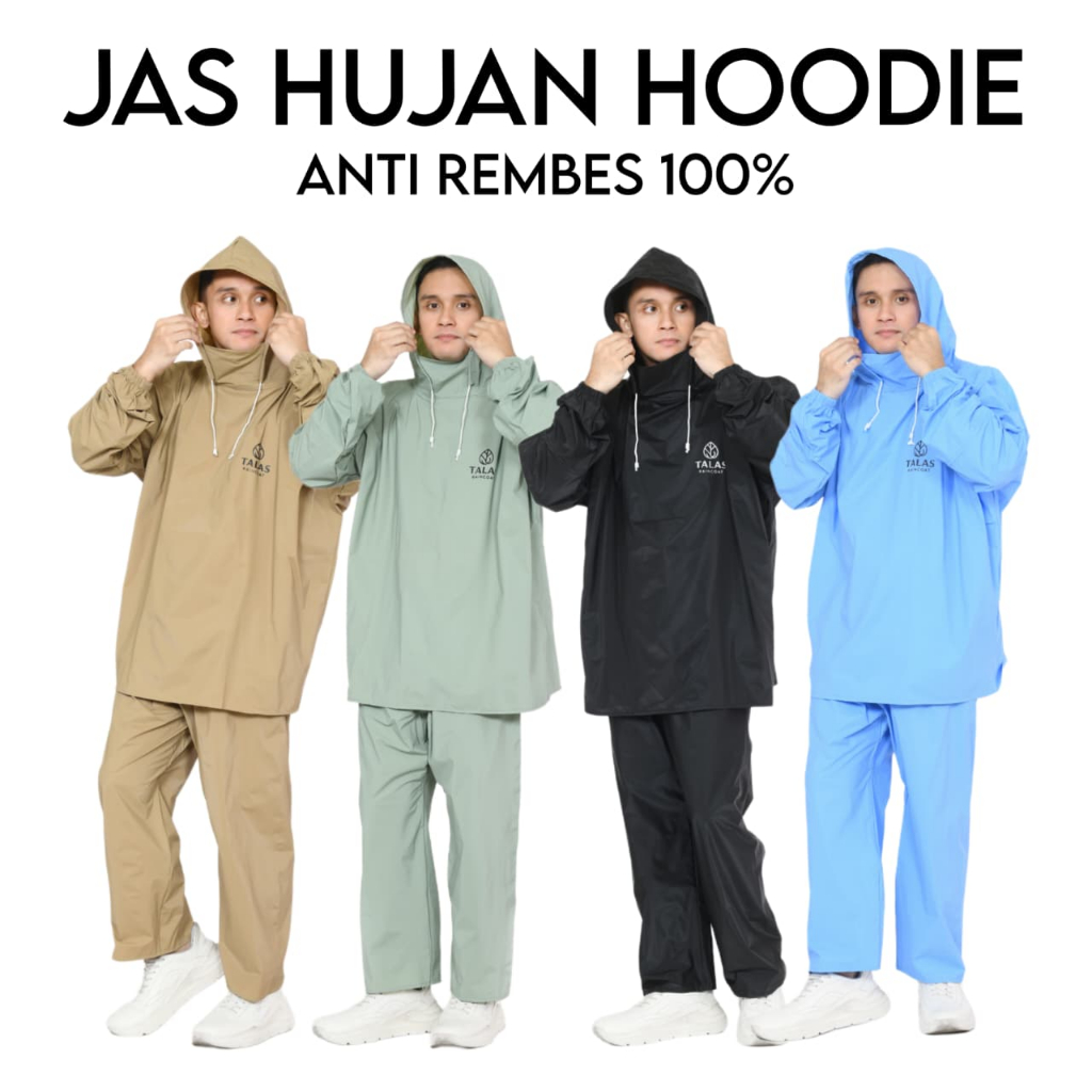 Jas Hujan Hoodie PVC Waterproof Pria Wanita foto 1