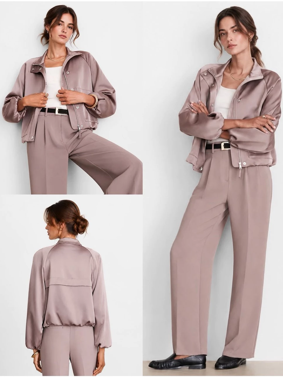 Jaket Wanita Lengan Lebar LF Satin Bomber Jacket - 3029