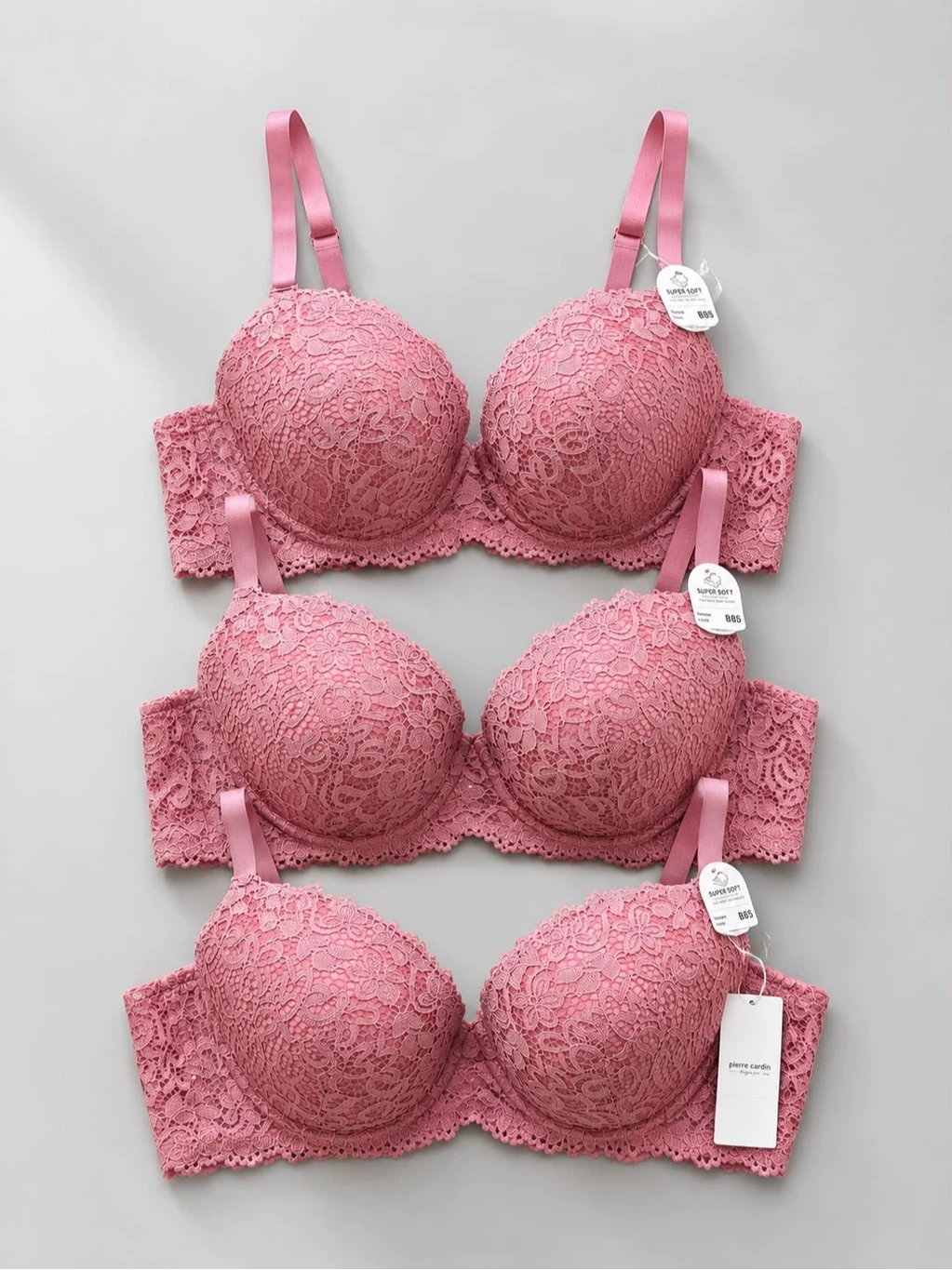 [32B/ 38B] Bra Pierre Cardin Super Soft Demi Bra Full Lace Full Coverage Wired Bra Kawat - 1435