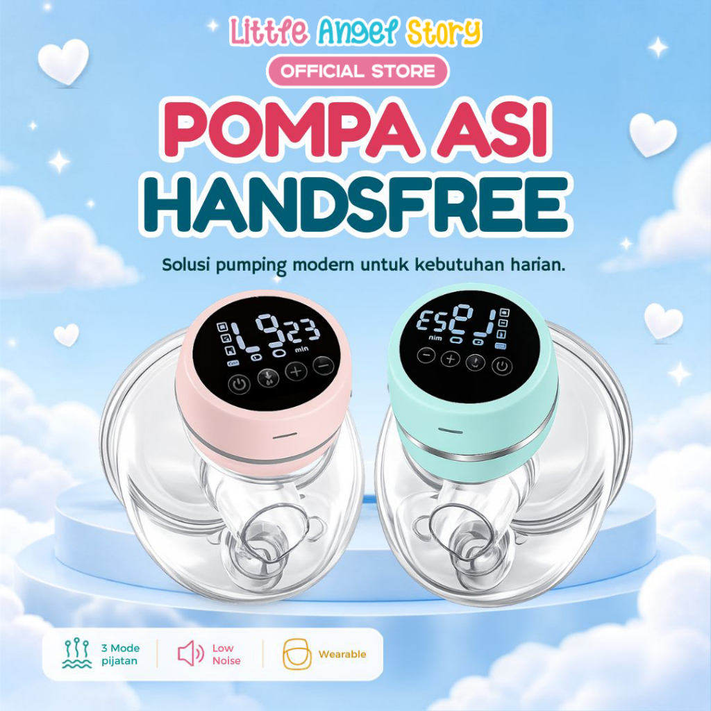 LITTLE ANGEL Pompa Asi Handsfree Elektrik Tanpa Kabel Otomatis Portable Botol Susu Bayi Usb Rechargeable Baby Breast Pump Electric Tempat Simpan Asi Premium