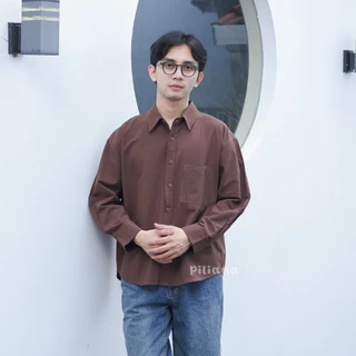 Piliana Linen Oversized Long Sleeve Shirts Saku 2 I Kemeja Linen Pria Lengan Panjang Saku 2