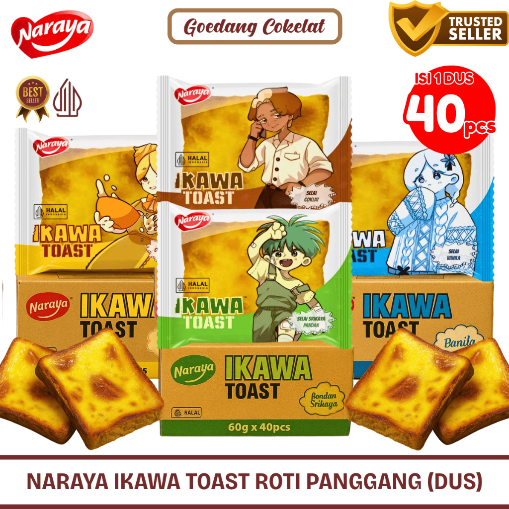 Jual NARAYA IKAWA TOAST Roti Panggang Rasa Coklat, Keju, Srikaya Pandan ...