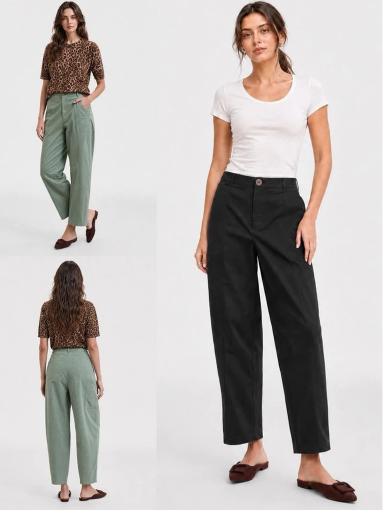 Celana Panjang Wanita ONT Women's High-Rise Utility Barrel-Leg Ankle Pants - 2988