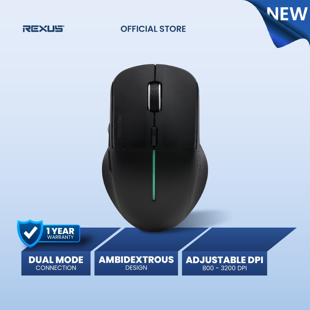 Rexus S5 Aviator Mouse Gaming Wireless Bluetooth - Ambidextrous Design & Adjustable DPI